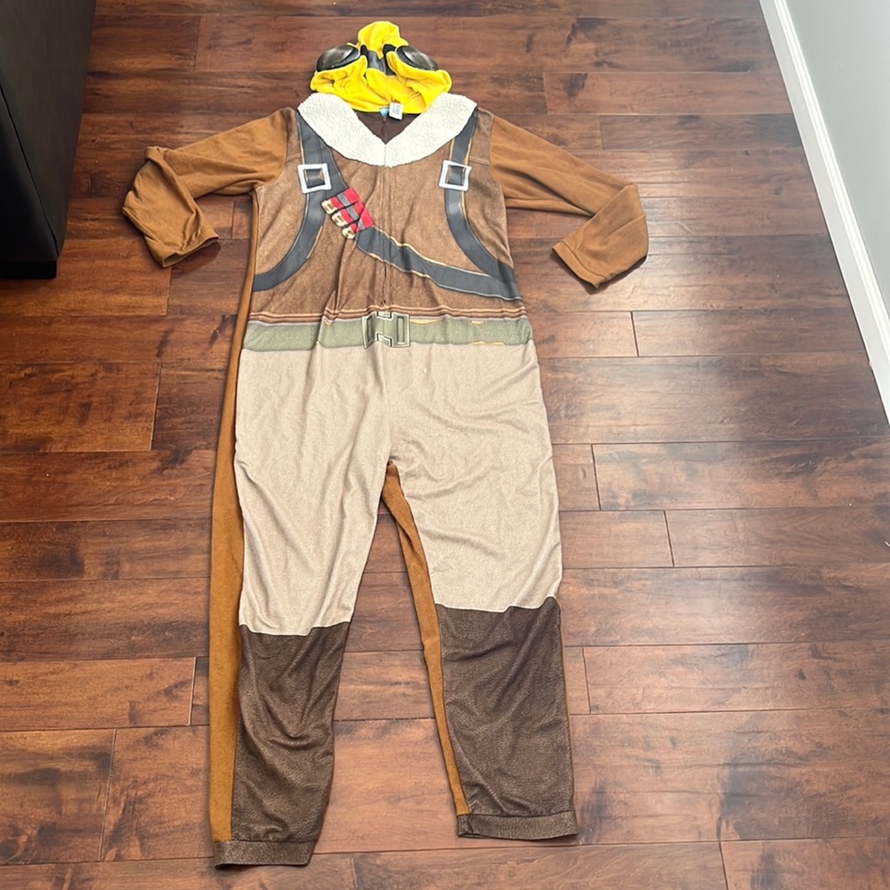 Mens Fortnite Raptor character union suit pajama/costume